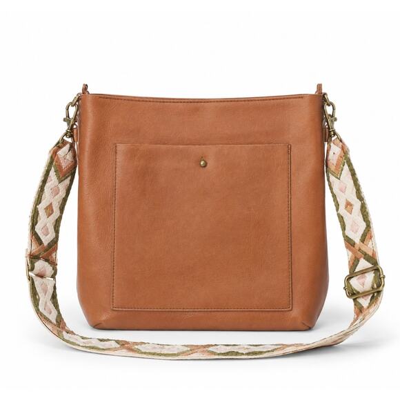 Madewell Handbags - Madewell Leather Crossbody Bag Cognac Brown Adjustable Woven Strap Medium